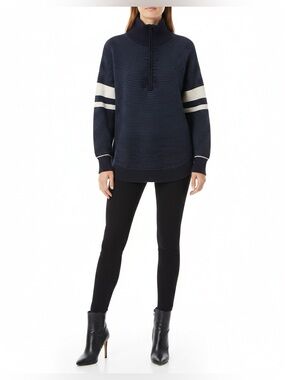 Offline by Aerie quarter zip navy ribbed pullover sweater size M
